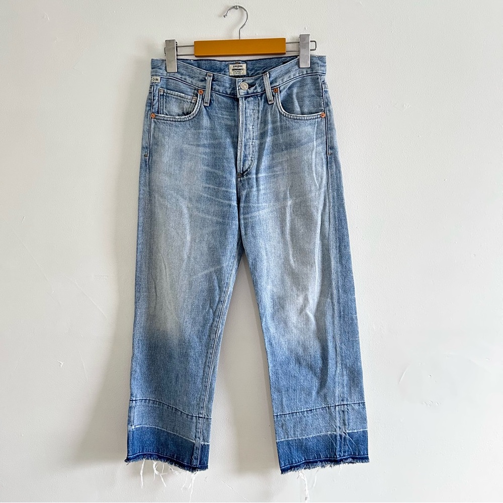 Citizens Of Humanity Cora Crop Undone Hem light blue jeans